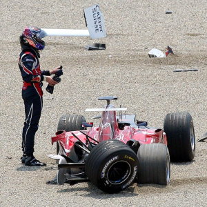 Formula 2 aerobatics crash